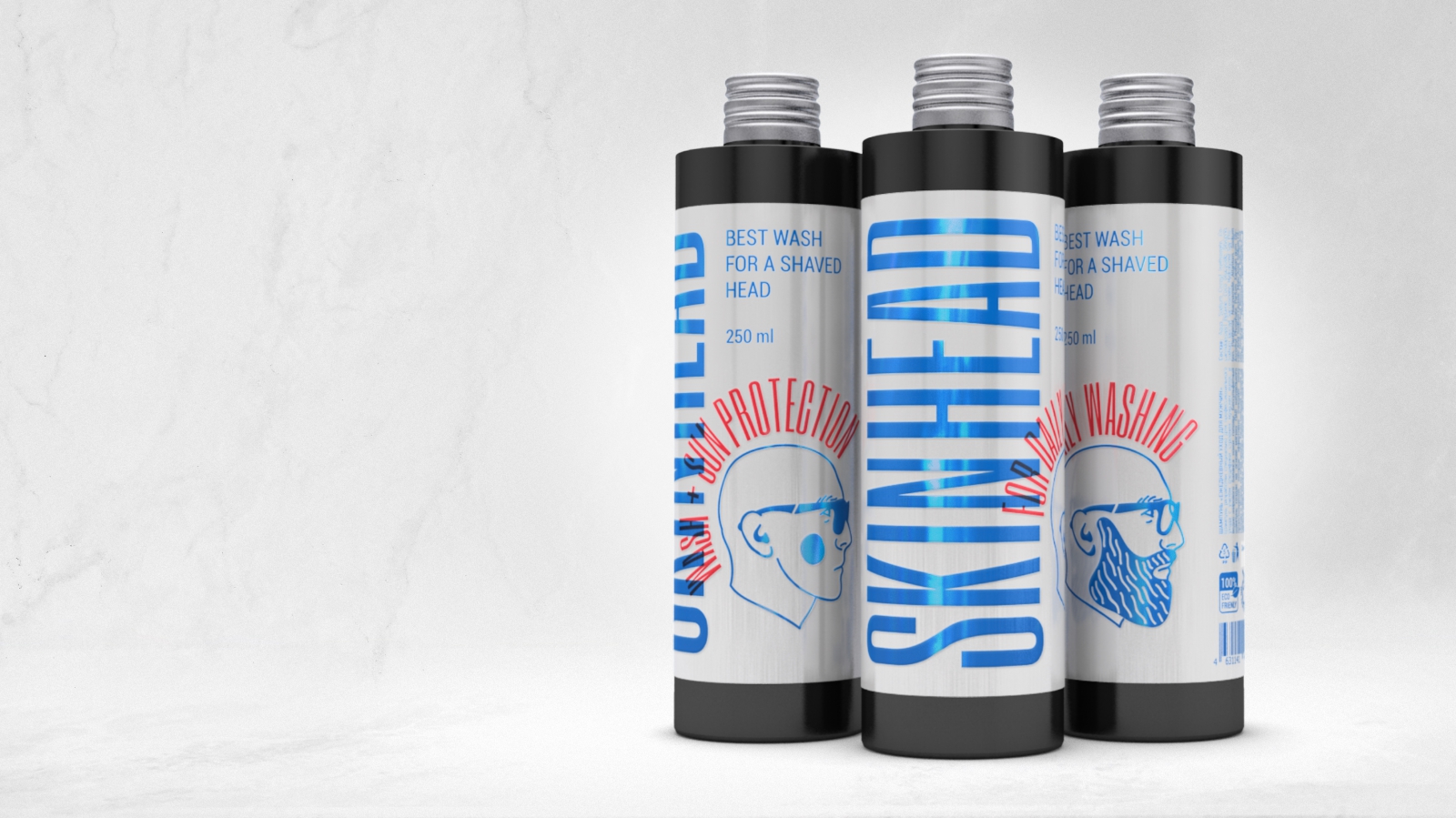 SkinHead shampoo packaging design